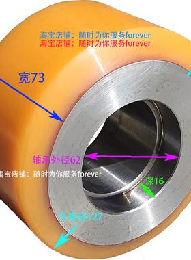 2雷蒙德电动车前轮载轮127*92*62叉聚氨重酯包胶46538吨轮子实心