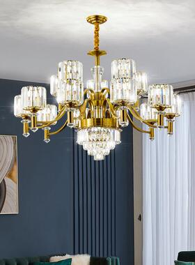 客厅吊灯现别代简约轻奢水晶餐大大厅灯63797大气高档墅厅复式楼