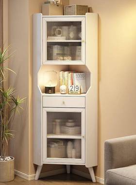 实木三角转角柜家用形客厅落拐角VDQ小型收纳柜置物架厅餐角小柜