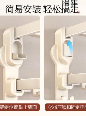 风挂钩式浴巾子吸浴盘毛巾架QCO卫生间太空铝厕室所奶油置物架