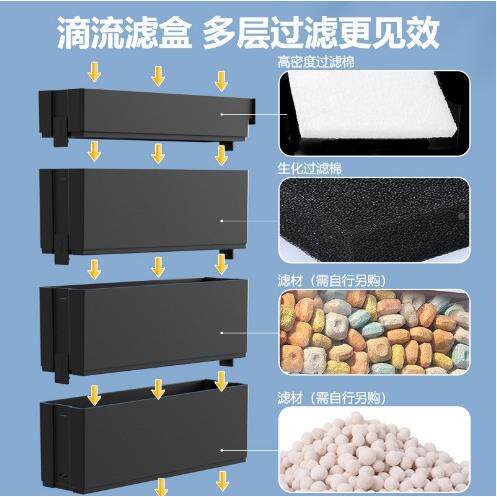 Jenea器金利佳鱼缸瀑布式壁挂式滤三合一净水过c过滤循环滴376流