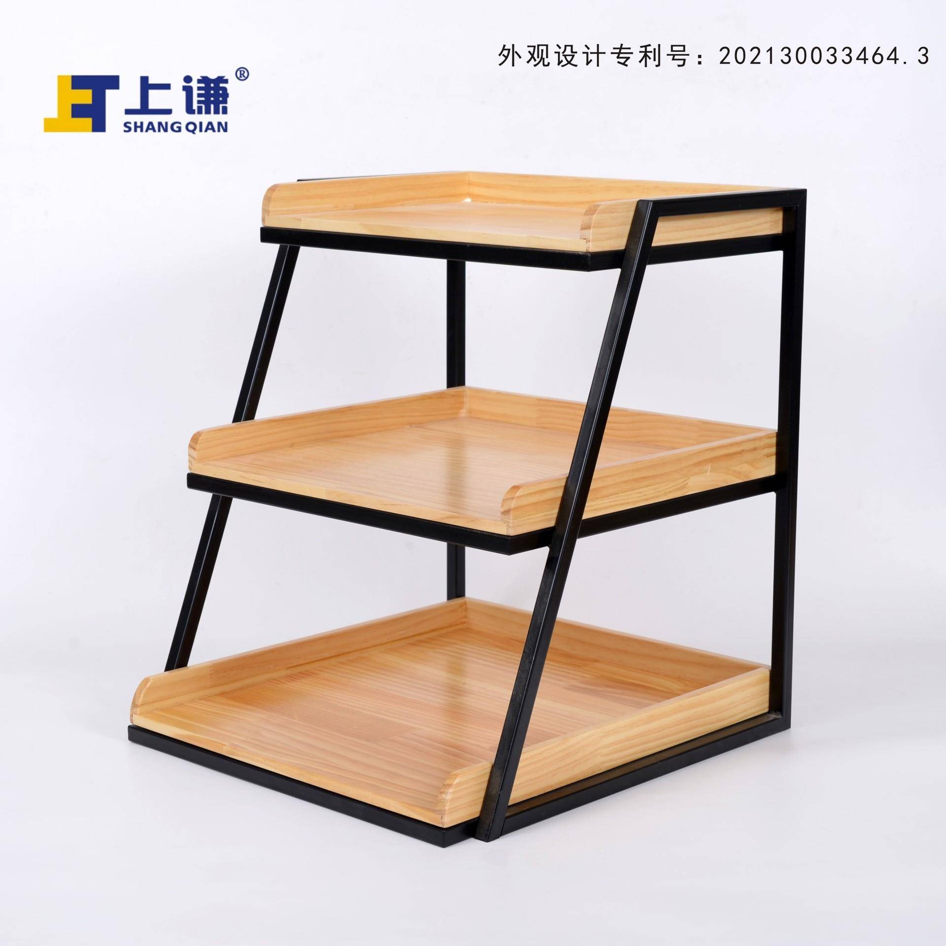 三层木盘铁面包蛋糕干果点水陈架列725架松超市促销架橱窗展示架