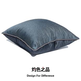 灰蓝纹理抱枕简约现厅代中客式沙发卧靠背布艺室床头靠枕TTfffzux