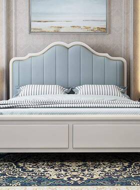 式5实木床1.8米软靠双人床轻奢床美DWL主卧公主1.米现代简约储床