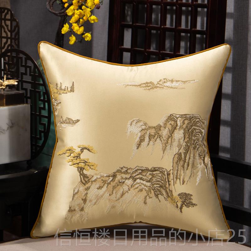 高档新中式抱山靠垫中国风发靠背床头靠包靠客厅靠枕沙腰枕含枕芯