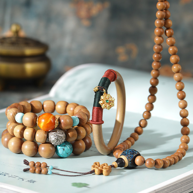 妙艺原创高端文玩珠宝名木手串沉香老山檀库克木串手链配饰