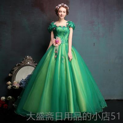 高档考彩纱独唱礼服绿2024款学生艺声乐美声色主持舞新台演出服蓬