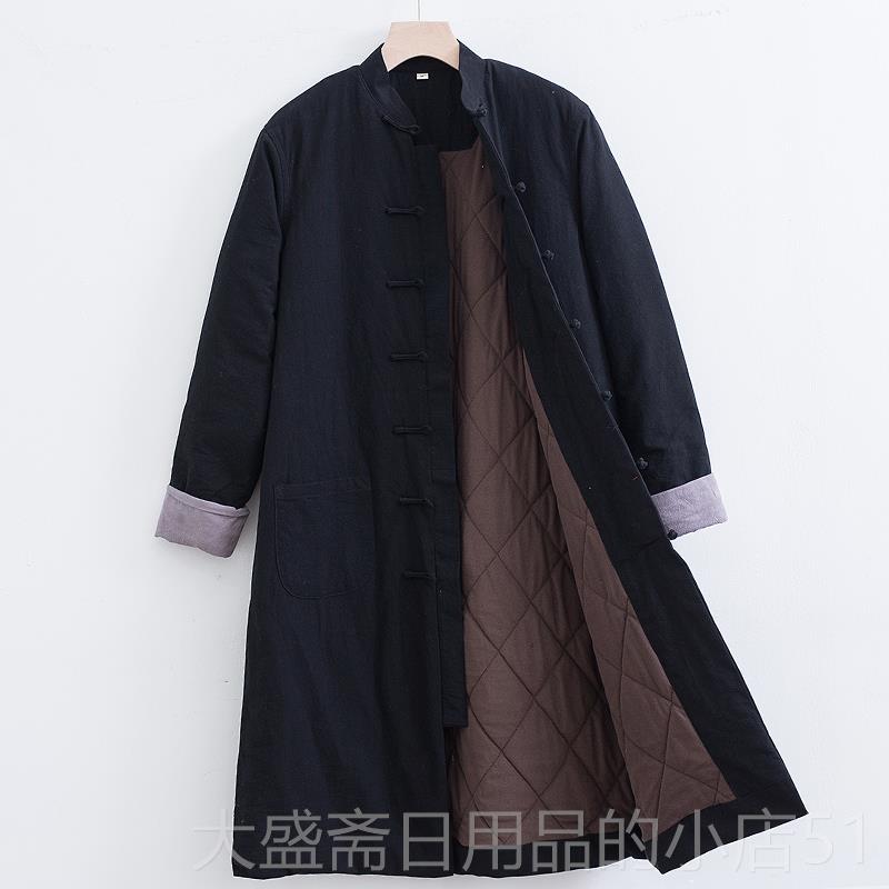 高档冬季男士居士棉服道袍中风中式复长古款衣国唐装棉袄加厚保暖