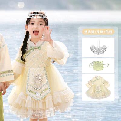 高档三月民族服装童洛丽三塔旗袍蓬蓬儿裙男女童广西壮族傣族演出