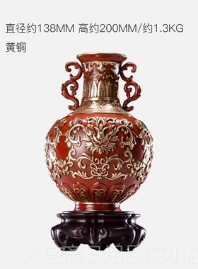 高档朱炳仁 福庆连绵新款铜插花瓶家居装饰摆花件瓶创意花器