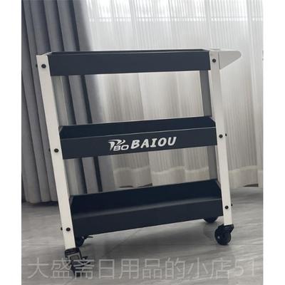 高档家用具花绿手植推车推车轮收纳零件移动三架层小推车工业风工