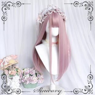 正品万家-洛万用粉金色长发棕色斯齐刘海LO直丽发假发女-|塔昭和