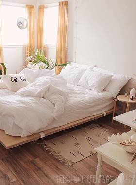 正品i四ns纯棉白色被套床单件套百搭洗水棉简约全床品棉