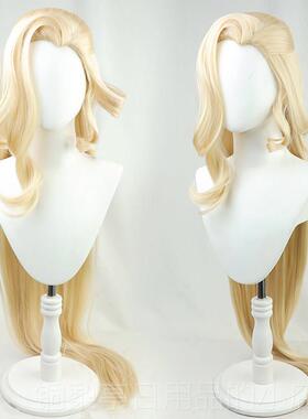 正品士原神执官女cos假发美人 尖搭配两行个分体发包金黄色