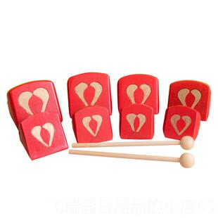 正品奥尔夫打击乐器木鱼 幼儿教具音具8木八音木梆子敲击玩乐器鱼