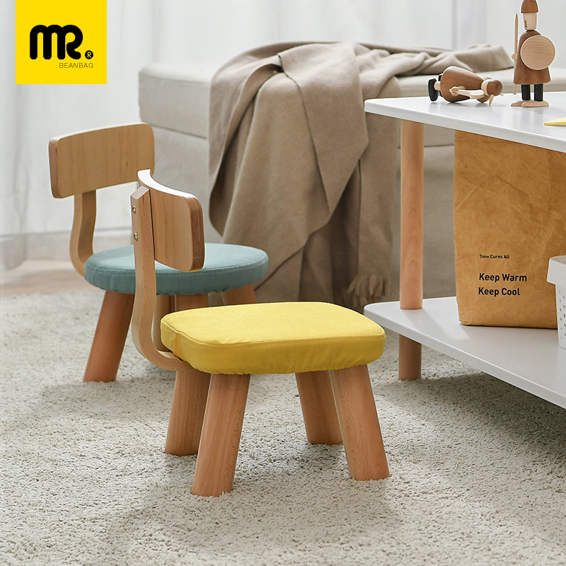 儿童板凳小椅子凳子靠背家用矮款宝宝创意可爱实木靠背椅布艺大人