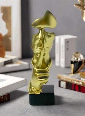 欧式沉默是金人物抽象雕像树脂工艺品摆件客厅办公室桌面商务礼品
