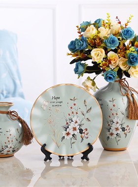 陶瓷花瓶摆件三件套现代简约客厅办公卧室电视酒柜茶几桌面装饰品