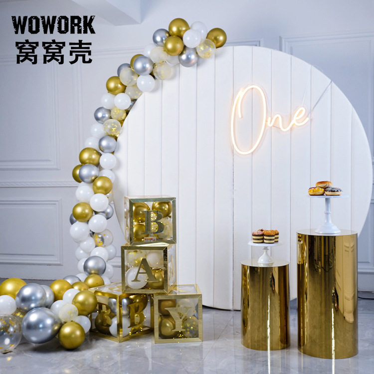 婚庆生日派对不锈钢镜面蛋糕展示