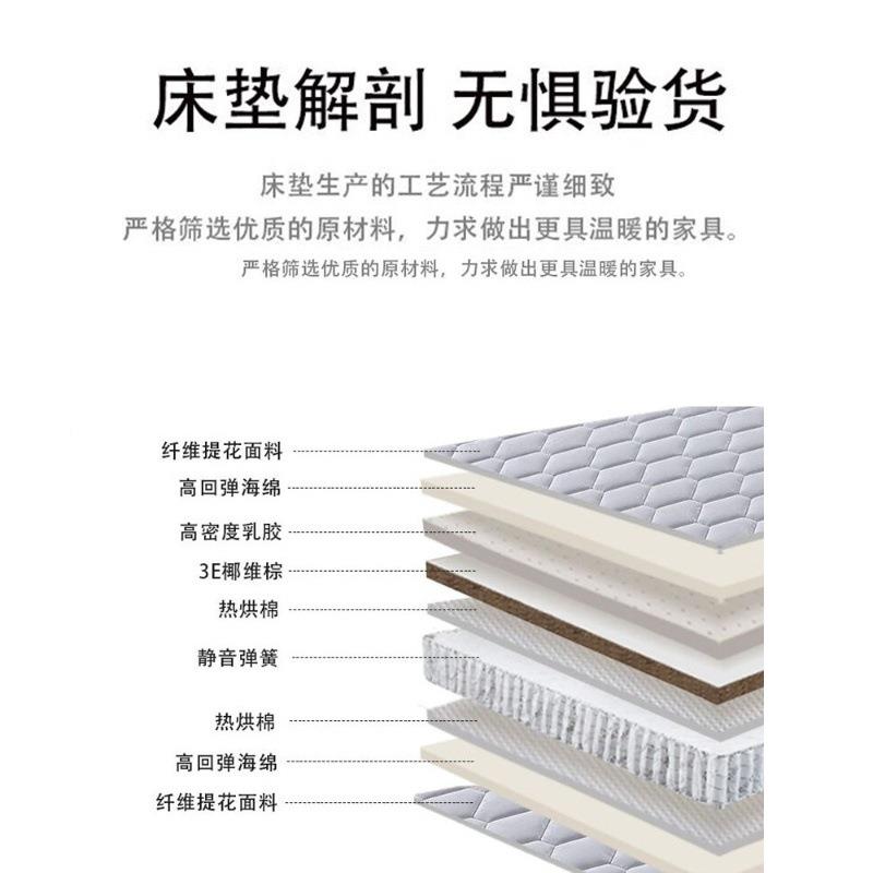 J海M808喜赢席梦思乳马胶弹簧床垫门3E574椰棕黄麻软硬垫家用出租