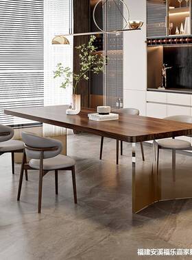 南长美黑胡桃木客厅板餐桌全实木方形悬浮亚克力XJK家简约现用代