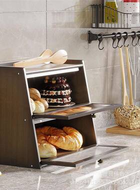 双木质层面包果箱厨房MRV保甜品鲜盒复古亚克力水蔬菜收纳箱调味