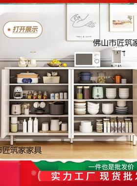 轻奶油风储餐ECK边柜靠墙一体家物柜客厅茶水柜边柜用置物柜奢五