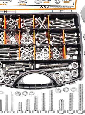 跨境货源919/GMM66ps高强度外六角法兰螺栓套装9螺栓螺母盒c装