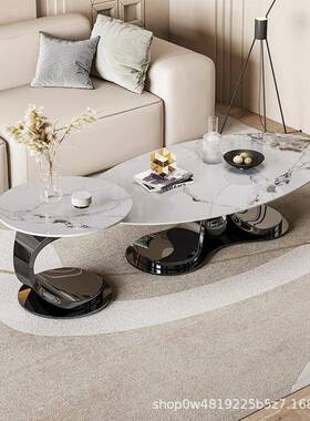 2023新几款轻户网红岩板茶椭圆现代简约客奢厅家用小型000265电视