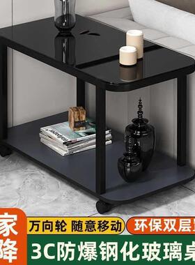 沙发客厅几边茶柜侧边小户型约EBP现代家用移动带简轮茶桌置物架