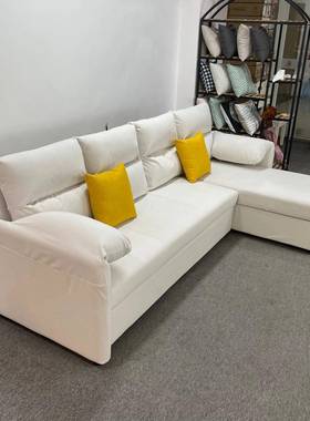 奶油风科绒沙发技合床两用客厅贵妃组款多YMR功能可储小物可拆洗