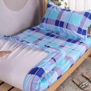 棉褥套笠生宿学舍单人0.9米床垫保护YSS套质兰格床床单被套三件套