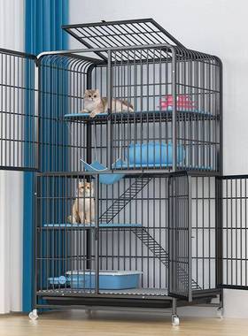 猫笼子家用空室内超大自由间带一所体双层猫别QOT墅猫窝猫厕舍猫