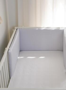 婴儿围纯棉贡缎宝纯色灰色宝床护栏保护垫拆贡缎灰色60IOJ*30可洗