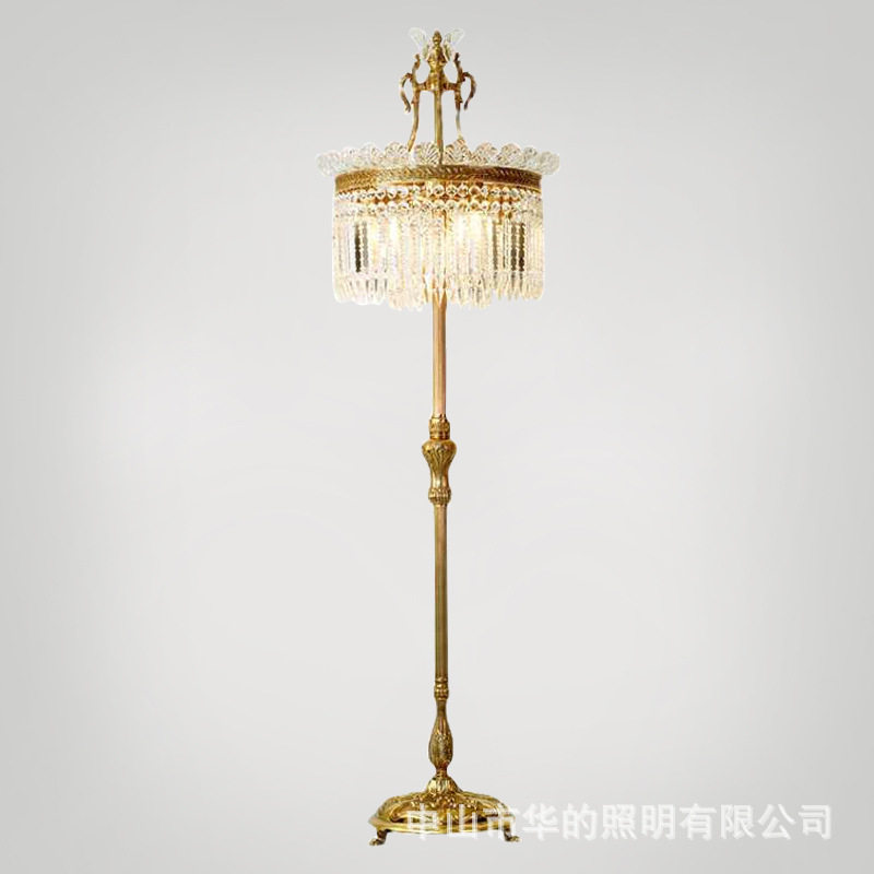 法式全铜水晶奢华客厅落地灯