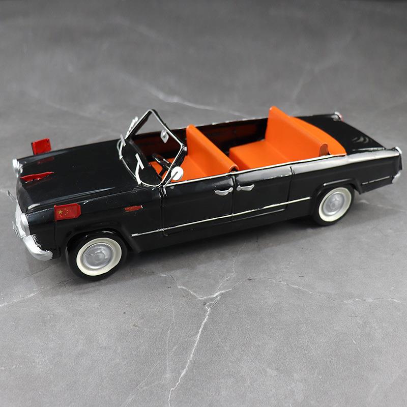 红敞篷轿车模型古手工艺品酒吧饰橱窗旗收藏摆设客厅复怀旧ZFL装