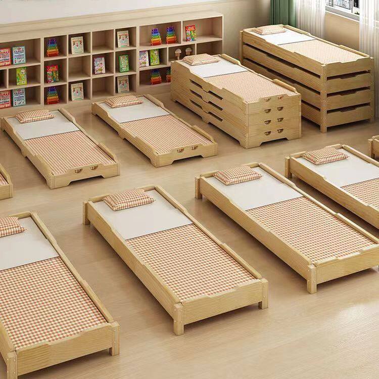 幼儿园午睡床小学生托管午托午休单人床实木儿童护栏叠叠床