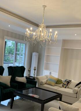 美式复吊灯客奢厅OYQ灯餐厅水法式晶灯轻卧室现代简约网红白色古