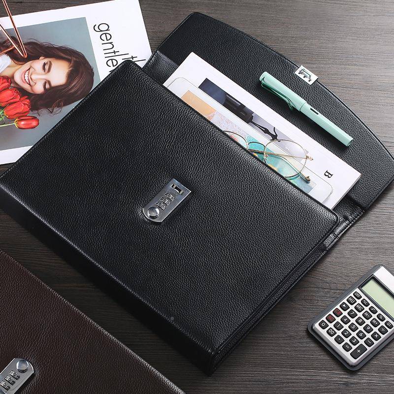 皮革文商务手包提密件码锁公文A4包资料包g会议定制loo