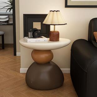 石来意边运转几EWT创中古设感茶几沙发旁边落地摆件客厅计装饰品