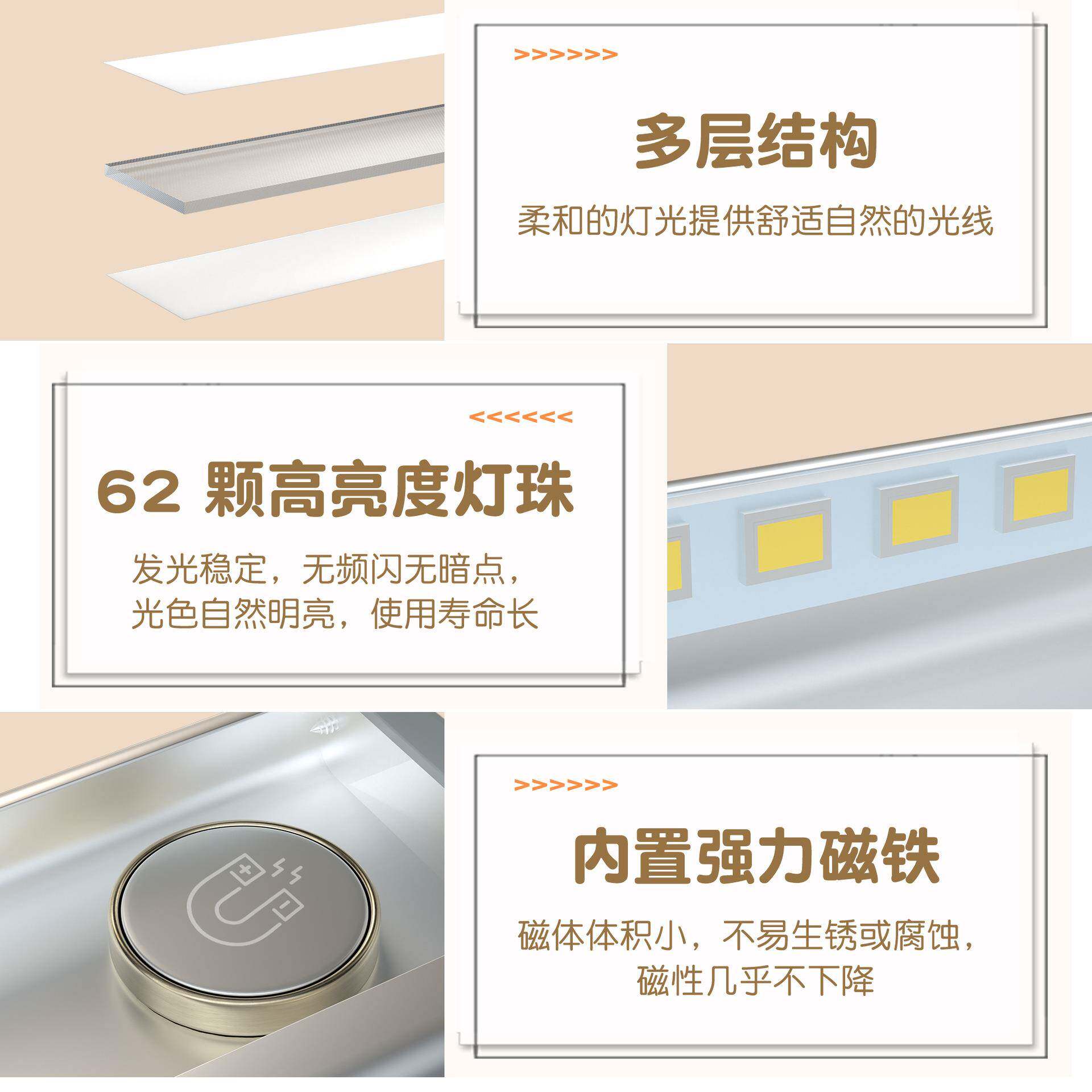 超薄感应灯ledDI062HZ1智能应急磁充电轻巧便厨携灯带室房卧床头