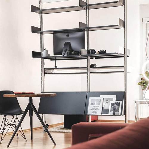 顶天立地隔展示可架书铝型材上铝柜黑盒墙书柜金属层架调节悬断空