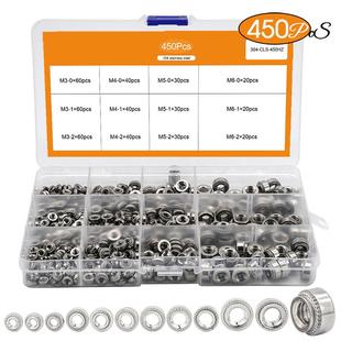 螺40pcs压螺母304不锈钢盒装 螺铆母压板螺母锁紧压花螺549母帽5套