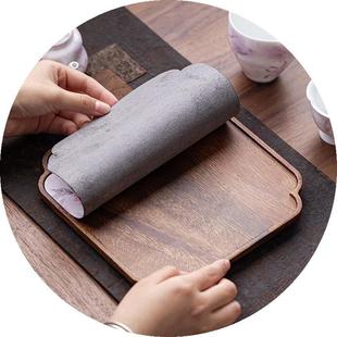 式 427纳盘带防水席茶垫精致小型实具 胡桃木中茶盘家茶用茶收MST