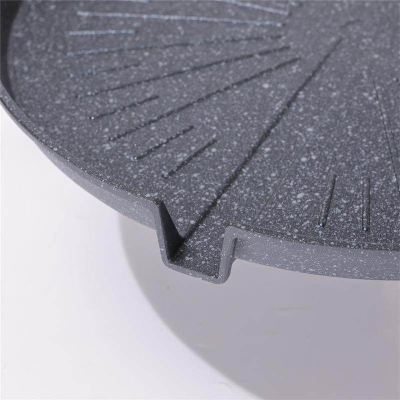 韩式多咨询客服功能烤盘麦榉木把手饭石一煎烤体烤盘轻量化烤烧盘