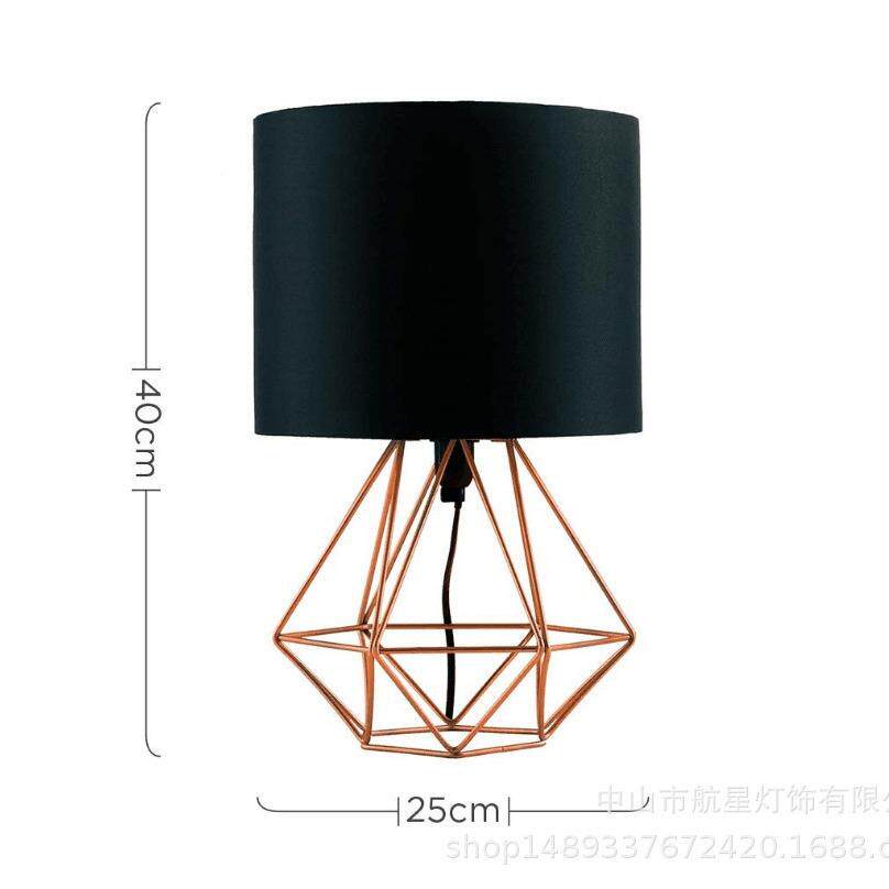 式简约灯台后现代客美石厅卧室铁艺钻布罩台灯个性创意装R-198饰
