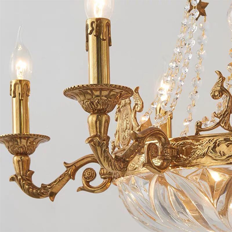 式吊法灯水晶客厅灯欧式奢华简约美式灯0862别墅卧室灯铜房书全铜