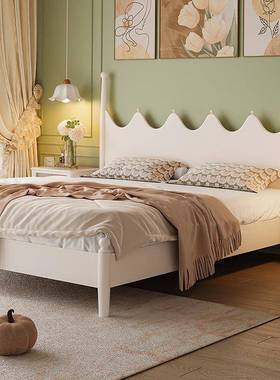 式实木白色轻奢复古卧婚床KLB1.美8米双人床1米主5奶油风格公床主