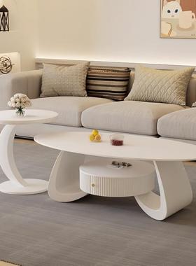 FZXC-9521型l板s茶几厅奶油风岩茶几椭圆形茶几家用客小户简约现