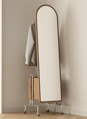 7K中古落地全身穿镜衣帽架挂衣CIQ架可锈移动卧室古复黑色不衣钢